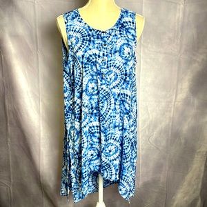 SPENSE BLUE/WHITE TIE DYE PRINT BEACH COVER UP SIZED L. NWT